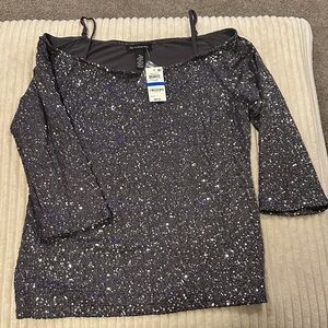 INC International Concepts Sequin Top in Purple and Silver